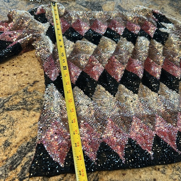 Vintage Valentina diamond pattern iridescent sequin blouse - Picture 9 of 15